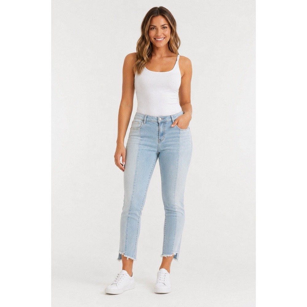 American Eagle Jegging Crop Jeans Womens 14 Super Stretch Light Wash Raw Hem AE